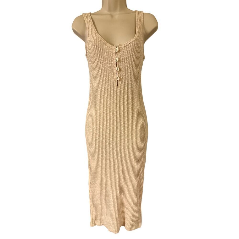 Women's Forever 21 Beige Ribbed Knit Tank Dress Size Small
